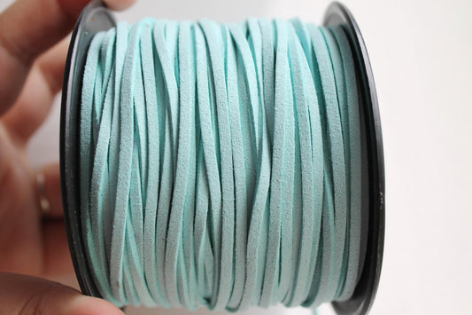 Light blue Suede cord - high quality soft faux cord 2 m - 2,18  yards or 6,5 feet