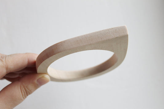 10 mm Wooden bangle unfinished round with one corner - natural eco friendly