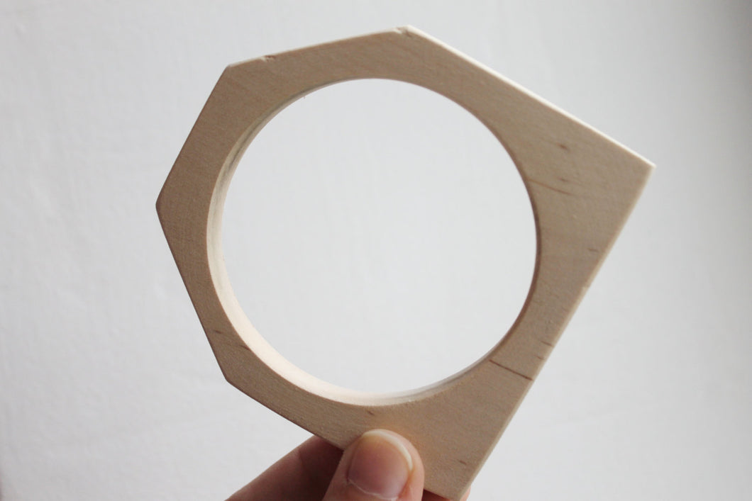 10 mm Wooden bangle unfinished hexahedral - natural eco friendly