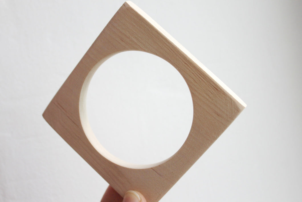 10 mm Wooden square bangle unfinished - natural eco friendly