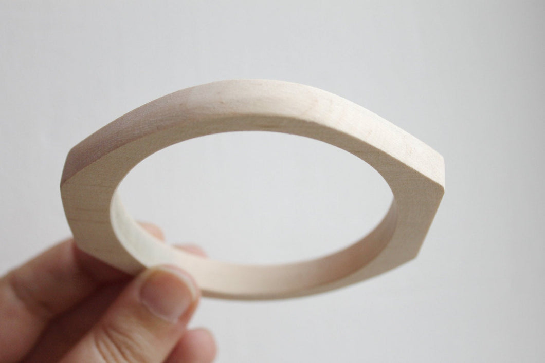 10 mm Wooden bracelet unfinished rounded rectangular - natural eco friendly
