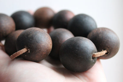 30 mm Wooden textured beads 50 pcs with 5 mm hole - natural, ECO-FRIENDLY beads - boiled in olive oil