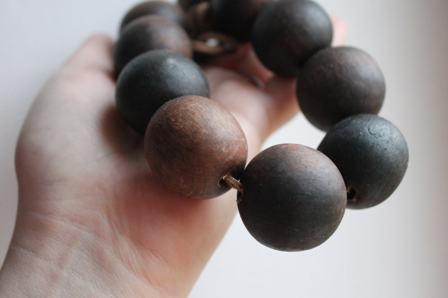 30 mm Wooden textured beads 50 pcs with 5 mm hole - natural, ECO-FRIENDLY beads - boiled in olive oil