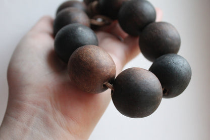 30 mm Wooden textured beads 50 pcs with 5 mm hole - natural, ECO-FRIENDLY beads - boiled in olive oil