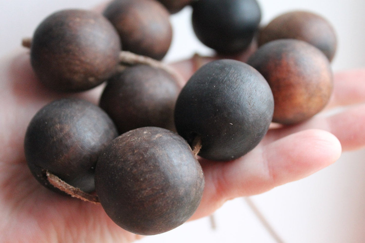30 mm Wooden textured beads 50 pcs with 5 mm hole - natural, ECO-FRIENDLY beads - boiled in olive oil