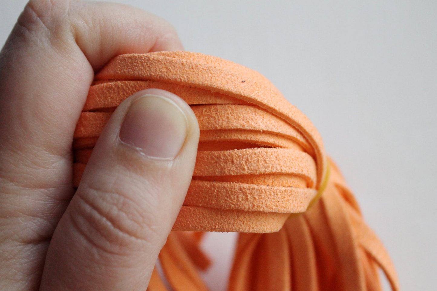 Orange Suede cord - high quality soft faux cord 1 m - 1,09  yards or 3,28 feet - 5 mm Width