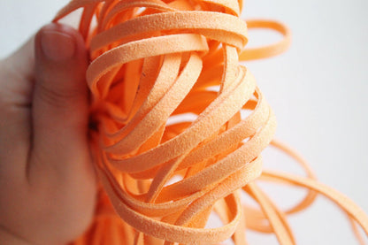 Orange Suede cord - high quality soft faux cord 1 m - 1,09  yards or 3,28 feet - 5 mm Width