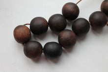 Load image into Gallery viewer, 30 mm Wooden textured beads 25 pcs with 5 mm hole - natural, ECO-FRIENDLY beads - boiled in olive oil
