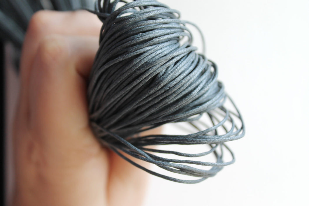 Dark grey Wax Cotton Cord 1mm 10 meters - 10,9 yards or 32,8 feet