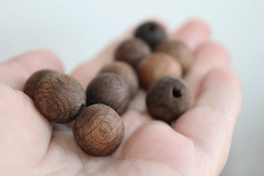 15 mm Wooden textured beads 50 pcs - natural, ECO-FRIENDLY beads - boiled in olive oil
