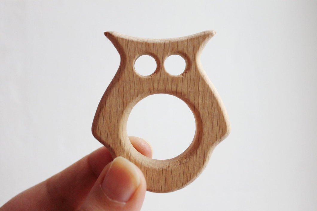 Owl-teether, natural, eco-friendly - Natural Wooden Toy - Beech-Teether - Handmade wooden teether Owl