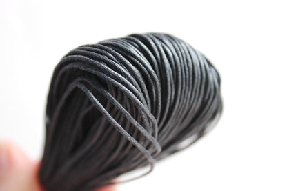 Black  Wax Cotton Cord 1 mm 10 meters - 10,9 yards or 32,8 feet