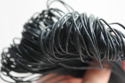 Black  Wax Cotton Cord 1 mm 10 meters - 10,9 yards or 32,8 feet