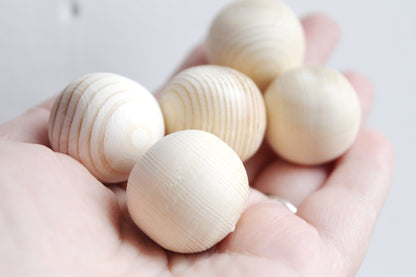 25 mm wooden beads (wooden ball) WITHOUT hole - 10 pcs - natural eco friendly - made of beech wood