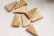 Load image into Gallery viewer, Triangular wooden textured beads with four holes - natural eco friendly - set of 25 pcs
