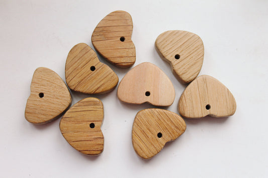 Set of 5 - Heart wooden pendant, organic- natural, eco friendly - made of OAK