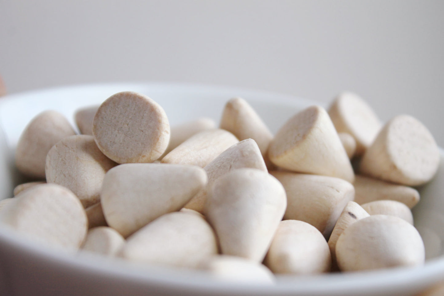 Wooden cones 14 mm x 10 mm 25 pcs -natural  eco friendly - made of beech wood