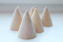 Load image into Gallery viewer, Set of 5 - Big Wooden cones 40x30 mm 5 pcs - eco friendly - CONES - without holes
